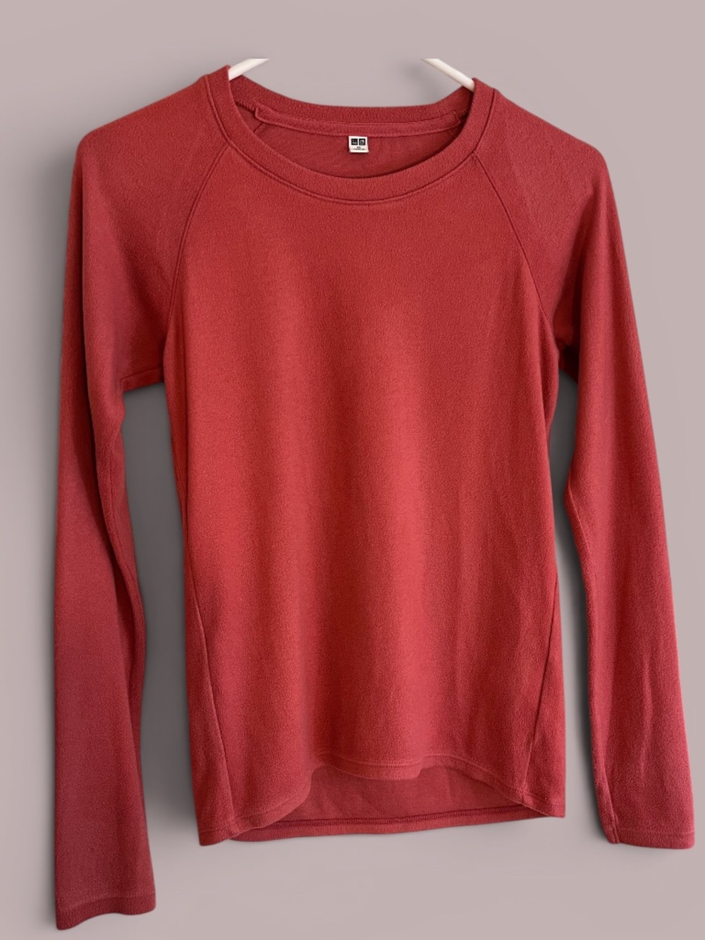 Uniqlo Brick Red Soft Knitted Fleece Crew Neck Long-Sleeve Tee Size XS